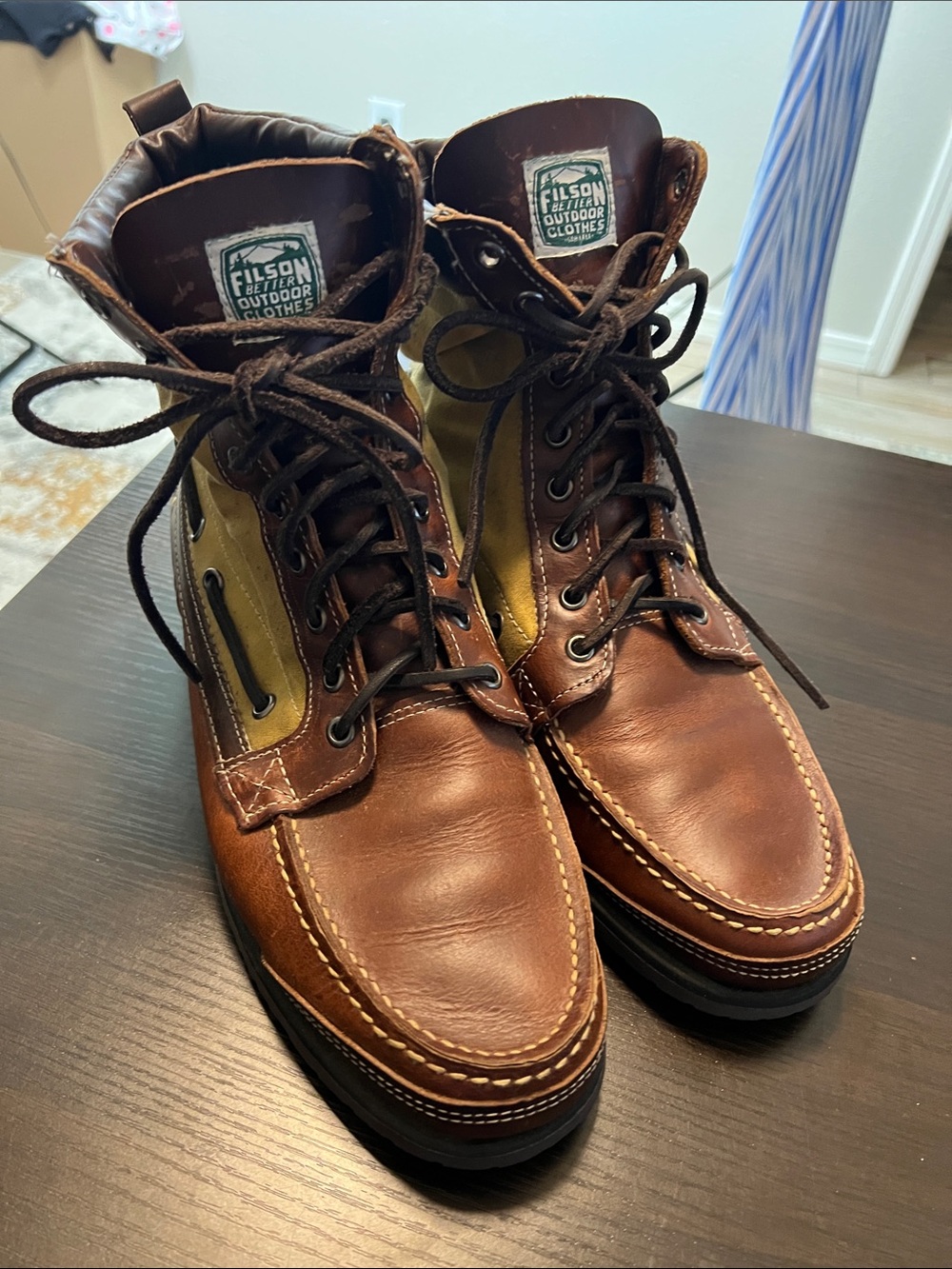 Filson X Sebago Upland Osmore Brown Leather Oiled Panel Lace Up Boots 9.5